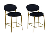 2-Pack Modern Velvet Bar Stools with Gold Metal Legs Accent Round Counter Stools for Kitchen Island, W1757P387424