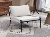 Modern Accent Lounge Chair with Braided Upholstery and Metal Frame, Comfortable Armchair for Living 89231401
