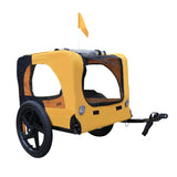 Yellow Outdoor Heavy Duty Foldable Utility Pet Stroller Dog Carriers Bicycle Trailer W136458017