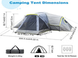 522*260*210cm Can Accommodate 10 People Three Rooms Polyester Cloth Fiberglass Poles Camping Tents 96242458