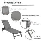 ZUN Outdoor Chaise Lounge Chair,Five-Position Adjustable Aluminum Recliner,All Weather For 50769993