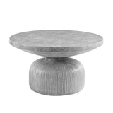 Weathered Grey Coffee Table with Round Top and Pedestal Base B062P209094