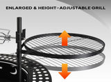 33 inch Outdoor Fire Pit with 2 Cooking Grills, Wood pit with Removable Swivel Grill, 94102282
