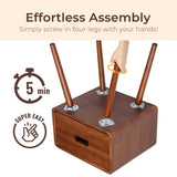 Wood Nightstand End Side Table with Drawer & Solid Wood Legs for Living Room, Bedroom 55985215