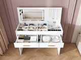 Flip Top Vanity Desk with LED Lighted Mirror & Built-in Outlet - Makeup Vanity Table with 2 Drawers, W2699P404630