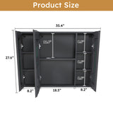 Aluminium Medicine Cabinet Mirror, 35 x 28 Inches Medicine Cabinet with 3 Colors LED Light and W2700P269440