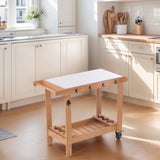 Outdoor Wooden Grill Cart Table with Wheels, Metal Top and Storage, for Patio Backyard Garden BBQ W2640P292929