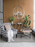 9- Light Globe Chandelier, Wood Chandelier Hanging Light Fixture with Adjustable Chain for Kitchen W2078137923