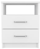 ZUN Napoles Nightstand , End Table, Side Table Superior Top, Two Drawers, One Shelf -White B20091968