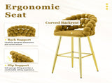 Mustard Yellow Bubble Bar Stools Set of 2, Velvet Upholstered Counter Height Bar Chairs with Gold W3875P462109