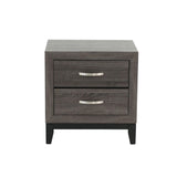 Two-Tone Wooden Nightstand with 2 Drawers, Foil Grey and Black B016P251357