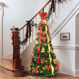 7.5FT Pop-Up Christmas Tree with 200 Warm White UL Lights Pre-Decorated with Red & Gold Ornaments, T3637P338574