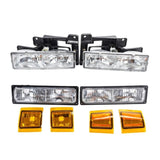 ZUN 6pcs Front Left Right Car Headlights & Corner Parking Lights for Chevy Truck/Suburban 1994-1998 08570897