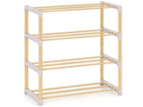 4-Tier Solid Pine Wood Shoe Rack Stackable Design 33LBS Per Shelf Ventilated Slatted Shelves 87836626