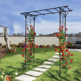 Metal Garden Arch L80.3'' x W20.47'' x H81.1'' Climbing Plants Support Rose Arch Outdoor Black W1586P148590