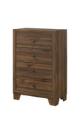 ZUN 1pc Contemporary 4-Drawer Tall Chest with Metal Hardware Rustic Brown Cherry Finish Bedroom B011P198800