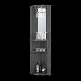 Oregon Corner Bar Cabinet, 3-Tier Shelf with Glass Rack B128P176139