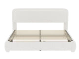 Boucle Queen Bed Frame with Adjustable Height Modern Platform Bed with Curved Cloud N733P439495K