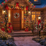 3PCS Set Christmas Door Wreath with Pine Cones & Greenery 13" Red Berry Holly Wreath for Holiday 47289023