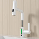 Pull-Out Lift LED Temperature Digital Display Bathroom Basin Faucet, Single Handle 360&deg Rotatable W1224125760