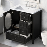 ZUN 30" Bathroom Vanity with Sink, Bathroom Vanity Cabinet with Three Drawers and Door, Solid Wood and N725P185816B