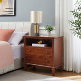 Open Space and 2 Drawers Dresser Nightstand with Charging Station, Farmhouse End Table with USB W1693P216935