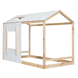 Twin Size House Platform with Roof and Window , WhiteNatural WF312208AAN
