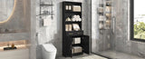 Bathroom Storage Cabinet, Cabinet with Two Doors and Drawers, Adjustable Three-layer Open N725P186645B