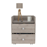 Nightstand 22"H, Two Drawers, Superior Top, Metal Handle, four wheels, Light Gray B097133086