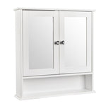 ZUN Double Door Mirror Indoor Bathroom Wall Mounted Cabinet Shelf White 74700543