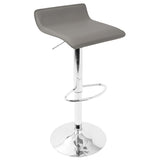 Ale Contemporary Adjustable Barstool in Grey PU Leather by LumiSource - Set of 2 B202P222267