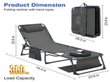 Face Down Chaise Lounge Chair 5-Position Adjustable Sunbathing, Foldable Tanning Chair with Face& W3162P449076