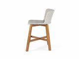 Lymington Outdoor Bar Stool, Teak Finished Wood with Light Grey Wicker, Set of 2 N775P278094G