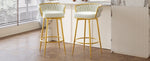 ZUN Swivel Counter Height Bar Stools Set of 2,31.5"Bar Height Stools with Hand-Woven Backrest & Gold N762P216979A