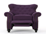 Accented Push Back Recliner Chair with Rolled Arms in Plum, Enjoy Cocooning Comfort 57337.00FPLU