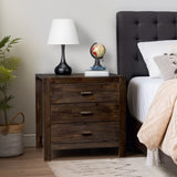 Wood Nightstand End Side Table with 3 Drawer for Living Room, Bedroom 02743456