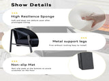 Black Faux Leather Accent Chair with Black Metal Frame and Armrests 74273429