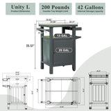 Grill Carts Outdoor with Storage and Wheels, Whole Metal Portable Table and Storage Cabinet for W1859P170278