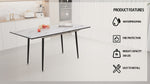 ZUN 47" expandable to 63" inch MDF square white marble patterned dining table, modern industrial kitchen W2189P174790