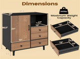 Mid-Century Modern 4-Drawer Sideboard Buffet Cabinet with Storage - Black 41784280