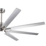 ZUN Smart 72" Integrated LED Ceiling Fan with Silver Blades in Brushed Nickel Finish W1367121902