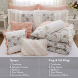 9 Piece Cotton Percale Comforter Set Blush Queen B03597157