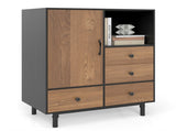 Mid-Century Modern 4-Drawer Sideboard Buffet Cabinet with Storage - Black 41784280