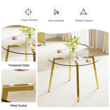 Modern minimalist style circular transparent tempered glass table, tempered glass tabletop, golden W1512P359306