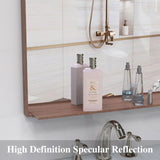 60"x40" Oversized Modern Rectangle Bathroom Mirror with walnut Frame Decorative Large Wall Mirrors W708P297606