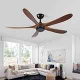 62 Inch wood Ceiling Fan no light with Remote Control, Low Profile Ceiling Fan without W2352P306690