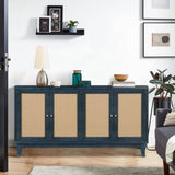 Handcrafted Premium Grain Panels,Rattan Sideboard Buffer Cabinet,Accent Storage Cabinet With 4 W144583482