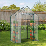 Mini Walk-in Greenhouse with PVC Cover, 4-Shelf Indoor Outdoor Planting Green House for 62584139