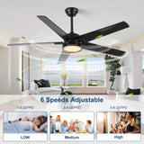 52in Ceiling Fans with Lights, Black Modern Ceiling Fan with Remote, Farmhouse Indoor Ceiling Fan , W2878P333282