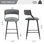 ZUN 26'' Counter height bar stools PU cover kitchen island counter bar stool with black powder coating W2215P196281